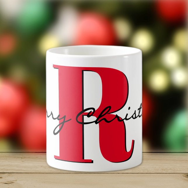 Mug Joyeux Noël Bold Rouge initial 11oz Classic (Créateur téléchargé)
