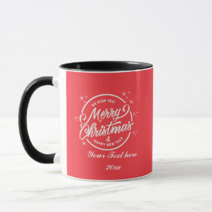 Mug Joyeux Noël & Bonne Année, Typographie Blanche
