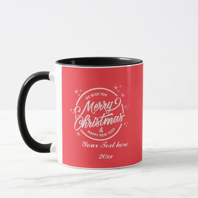 Mug Joyeux Noël & Bonne Année, Typographie Blanche (Gauche)