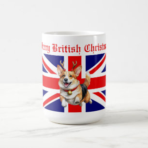 Mug Joyeux Noël britannique Corgi Reindeer Antlers