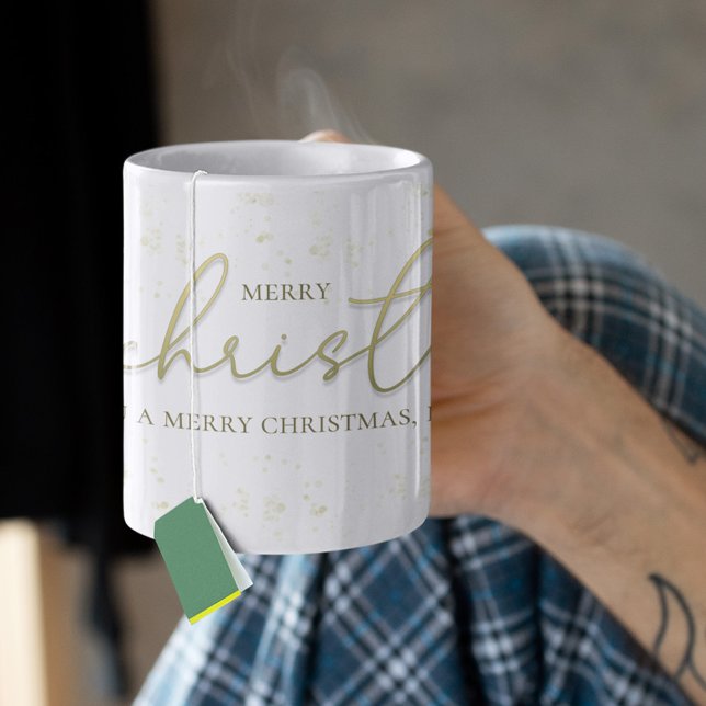 Mug Joyeux Noël Calligraphie Or Script Pailleté  (Merry Christmas Calligraphy Script custom mug with glitter effects. )