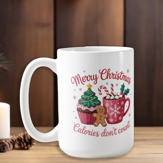 Mug Joyeux Noël Calories Ne Comptent Pas Cupcake Au Ca (Coffee and cupcakes "Merry Christmas Calories don't Count." mug)