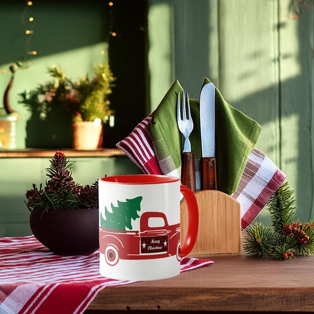 Mug Joyeux Noël camionnette et arbre (Créateur téléchargé)