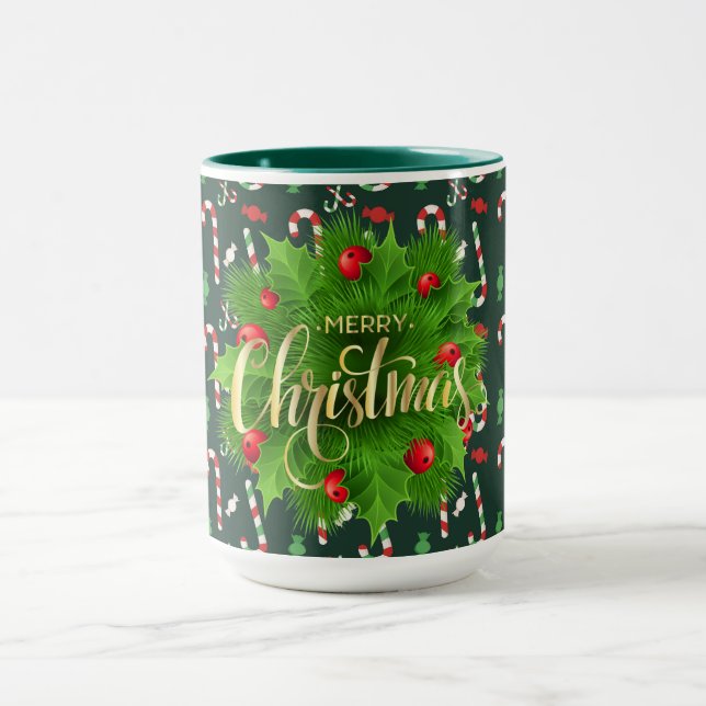 Mug Joyeux Noël Canes à la Menthe Poivrée (Centre)