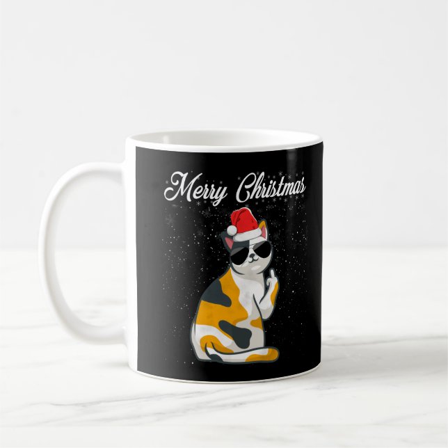 Mug Joyeux Noël Chat Doigt Moyen Rude Xmas Vilain C (Gauche)