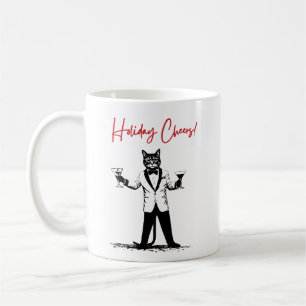 Mug Joyeux Noël ! Chat en smoking offrant un toast