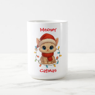 Mug Joyeux Noël chat mignon Meowy Catmas drôle