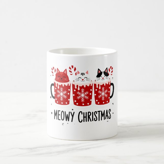 Mug Joyeux Noël Chats Chocolat Chaud Canne de Bonbon N (Centre)