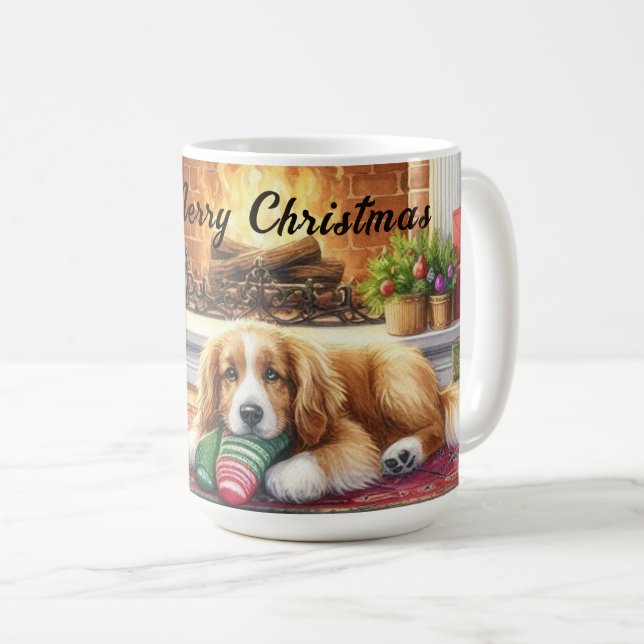 Mug Joyeux Noël Chien Vacances (Devant droit)