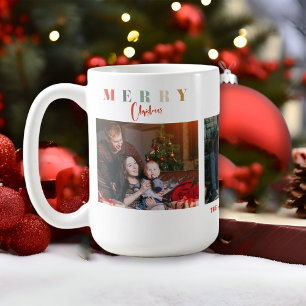 Mug Joyeux Noël Collage de famille coloré Typographie