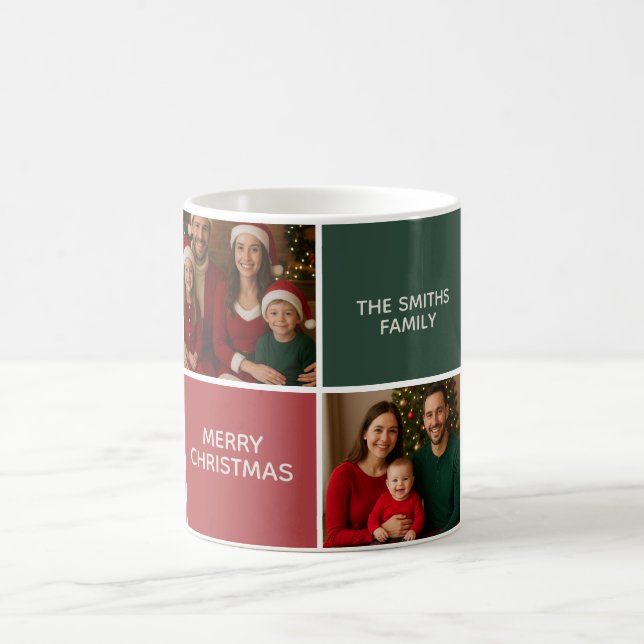 Mug Joyeux Noël collage élégant moderne Sage ROUGE (Centre)