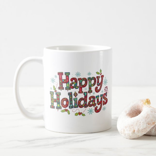 Mug Joyeux Noël Coloré Moderne (Avec donut)