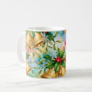 Mug Joyeux Noël Coloré Or Cloches Houx