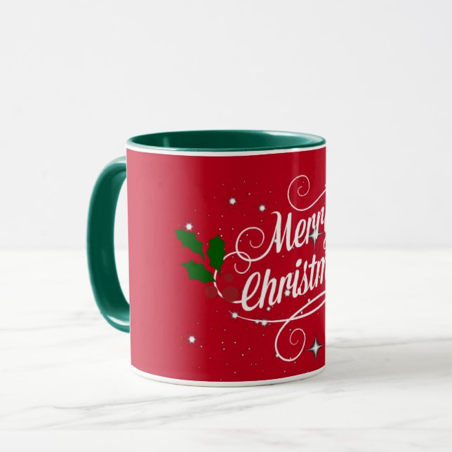 Mug Joyeux Noël, couleurs festives des fêtes, (Devant gauche)