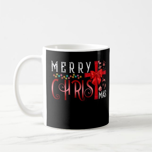 Mug Joyeux Noël Croix chrétienne Religieux (Gauche)