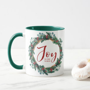 Mug Joyeux Noël de la couronne À feuillage persistant