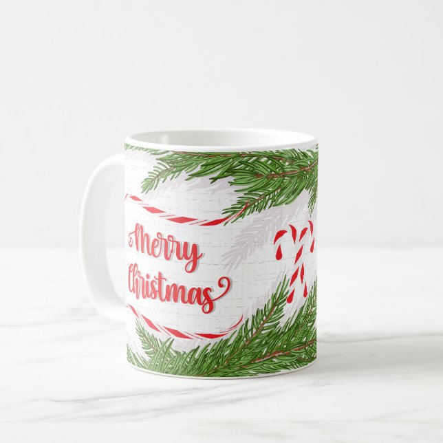 Mug Joyeux Noël design avec Sucres de canne (Devant gauche)