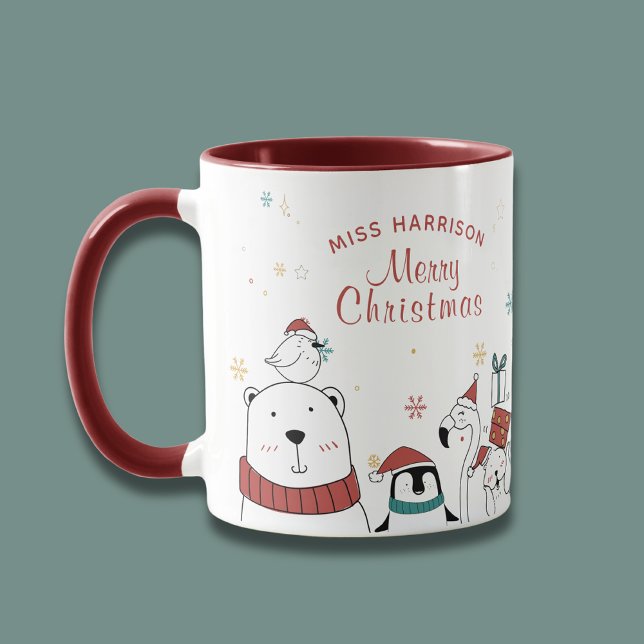 Mug Joyeux Noël drôle mignon Animaux personnalisés (Créateur téléchargé)