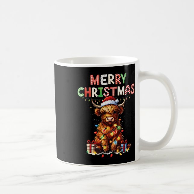 Mug Joyeux Noël Écossais Highland Vache ferme de Noël  (Droite)