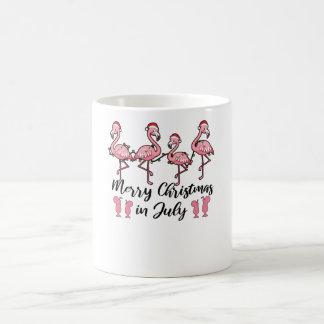 Mug Joyeux Noël En Juillet Flamant rose Noël Été
