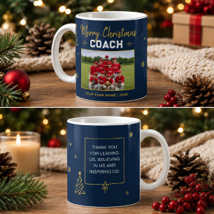 Mug Joyeux Noël Entraîneur Photo d'équipe personnalisé