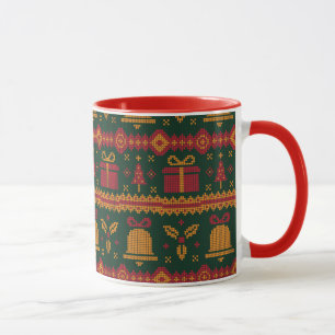Mug Joyeux Noël Fair Isle Tricot Motif Rouge