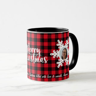 Mug Joyeux Noël Famille Nom photo Personnalisé Rouge