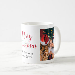 Mug Joyeux Noël famille photo texte rouge
