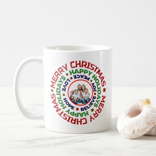 Mug Joyeux Noël Famille Photo Vacances Personnaliser (Avec donut)