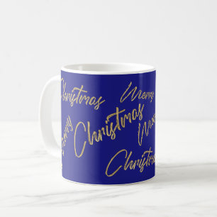 Mug Joyeux Noël Faux Gold Foil et Bleu