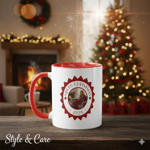 Mug Joyeux Noël festif Texte personnalisé Photo Fête