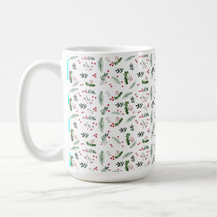 Mug Joyeux Noël Feuille Motif de couronne