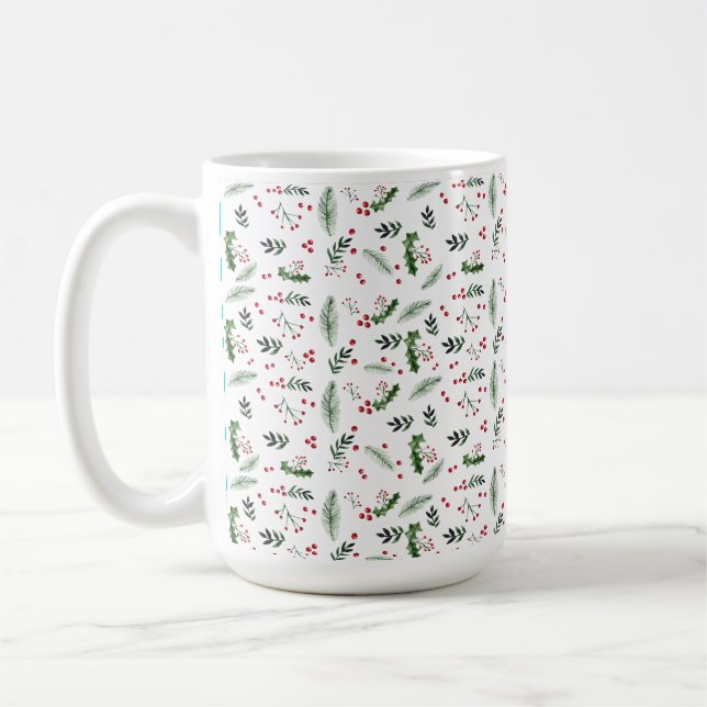 Mug Joyeux Noël Feuille Motif de couronne (Gauche)