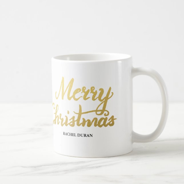 Mug Joyeux Noël feuille parties scintillant brosse scr (Droite)