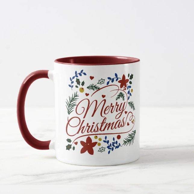 Mug Joyeux Noël floral (Gauche)