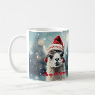 Mug Joyeux Noël Funky Mignonne Lllama Alpaca Santa Hat