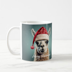 Mug Joyeux Noël Funky Mignonne Lllama Alpaca Santa Hat