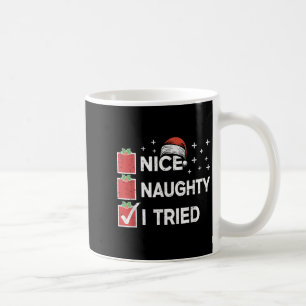 Mug Joyeux Noël Gentil Vilain J'ai Essayé Liste de Noë