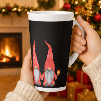 Mug Joyeux Noël Gnomes Rouges Latte Noir