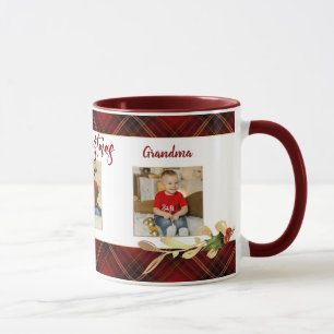 Mug Joyeux Noël Gold Feuilles 3 photos Red Tartan