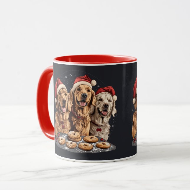 Mug Joyeux Noël Golden Retriever Chiens Baking (Devant gauche)