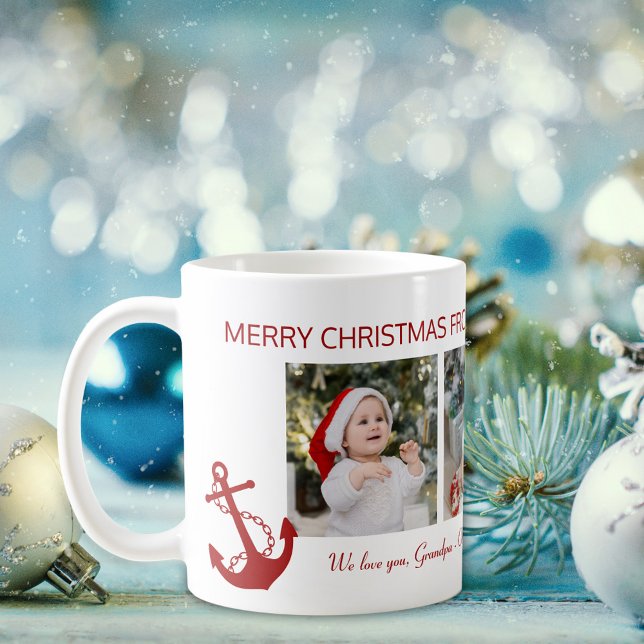 Mug Joyeux Noël grand-père Nautical 4 Photo Collage (Créateur téléchargé)