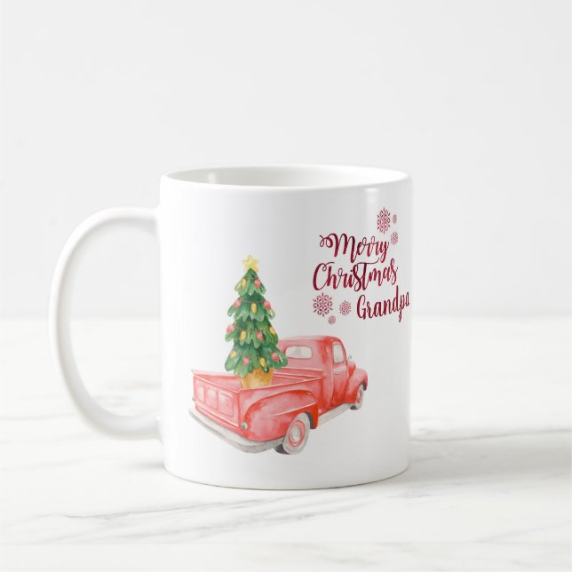 Mug Joyeux Noël grand-père RED TRUCK Personnalisé (Gauche)