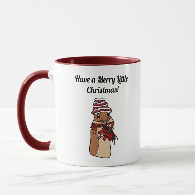 Mug Joyeux Noël Hamster Gerbil Caricature Animaux de F (Gauche)