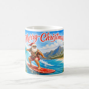 Mug Joyeux Noël Hawaïen Surfant Santa