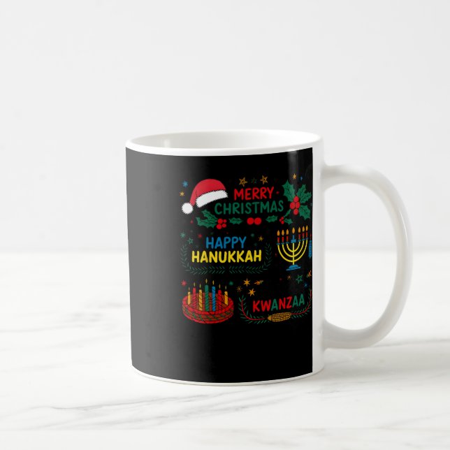 Mug Joyeux Noël Heureux Hanoukka Et Heureux Kwanzaa (Droite)