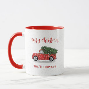 Mug Joyeux Noël Hiver Russe Camion Rouge Cute Neige