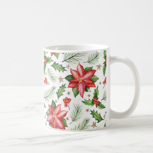 Mug Joyeux Noël Holly Poinsettia Flower Holiday (Droite)