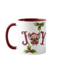 Joyeux Noël Joy Cute French Bulldog holly