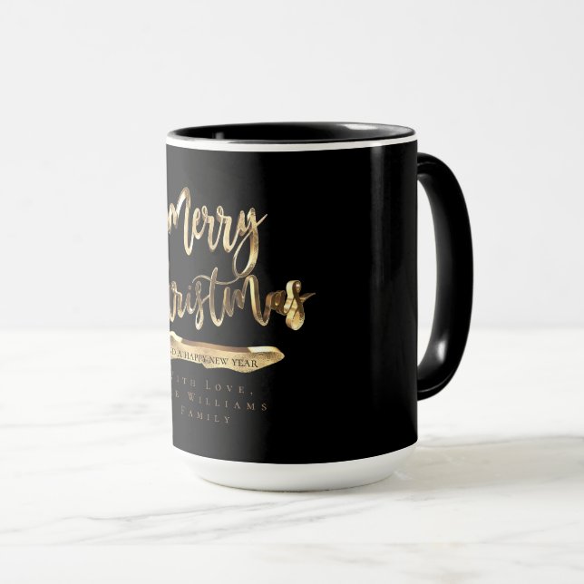 Mug Joyeux Noël Joyeux Nouvel An Elégant Black Gold (Devant droit)